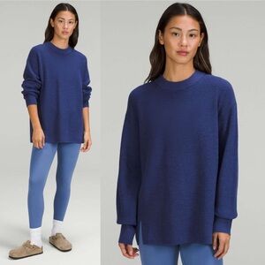 Lululemon Women's Merino Wool Ribbed Crewneck Sweater,‎ Heathered Psychic Blue 2